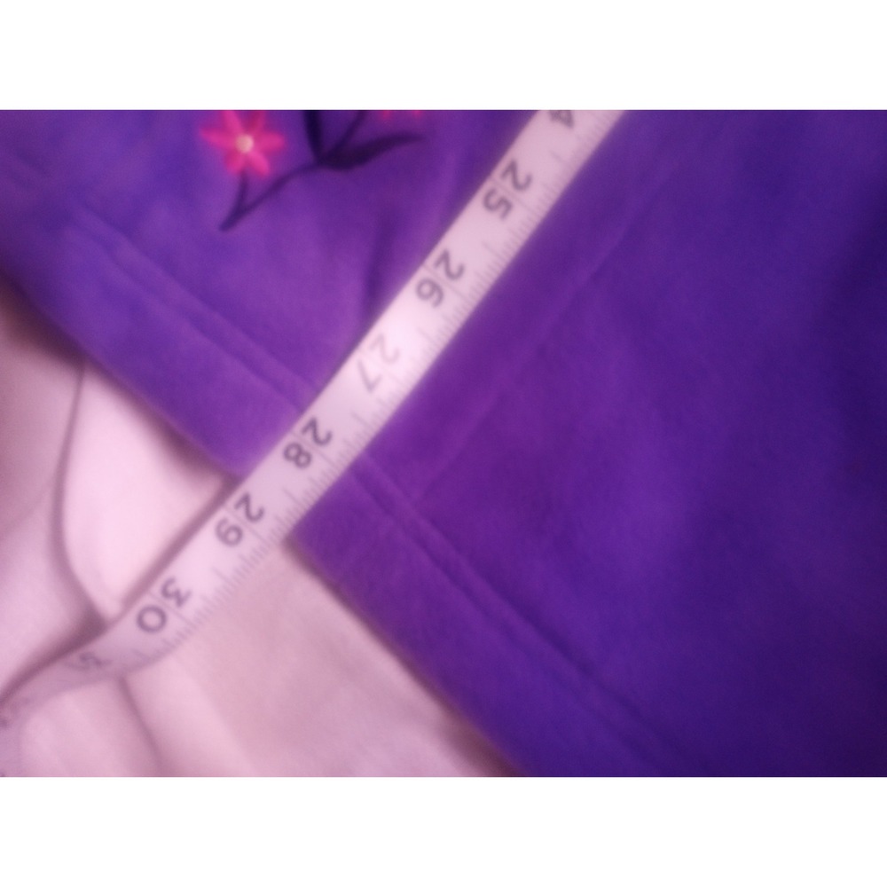 Susan Graver Style Small Purple Fleece Floral Embroidered Zip Jacket Long - Picture 8 of 9